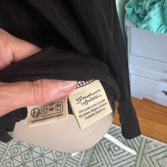 Gudrun Sjoden Black Long Sleeve Turtleneck Top Stretch Lyocell XL VGUC - Picture 3 of 4